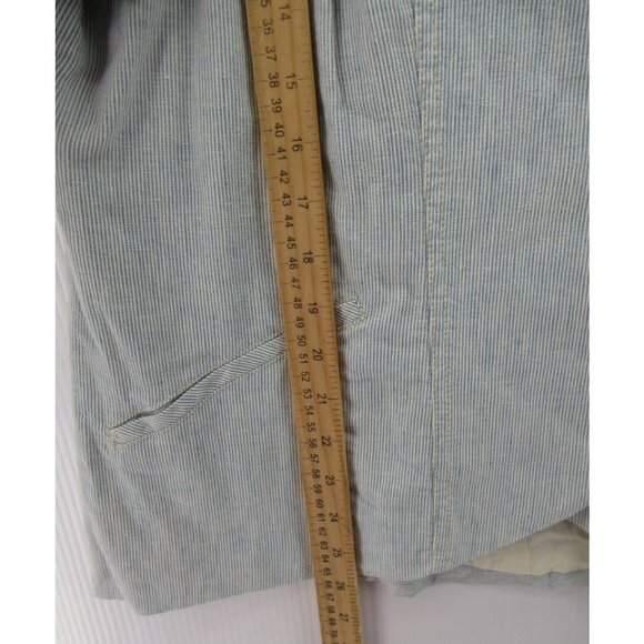 Sundance Blazer 14 Linen Striped Jacket Double Breasted Military Wrap - Picture 4 of 9